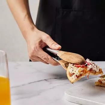 Деревянные щипцы Yousheng 12 дюймов для приготовления пищи, щипцы для салата из нержавеющей стали с запирающим механизмом из орехового дерева, термостойкий набор кухонных принадлежностей B