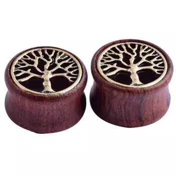 Деревянные серьги с расширенным деревом жизни в стиле ретро