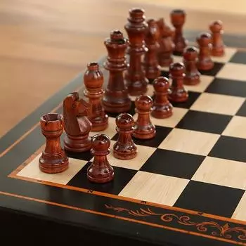 Деревянные шахматы 24 см/9,45 дюйма, высококачественная твердая древесина, выдвижная доска, стратегическая семейная игра, идеальный подарок