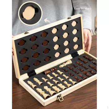 Деревянные шахматы, дорожная игра, семейные игры, подарок на день рождения, складная доска, развивающие игрушки