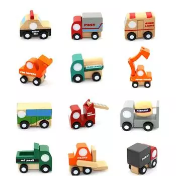 Деревянные случайные маленькие игрушки с героями мультфильмов, детские деревянные игрушки, образовательные поезда с розничной коробкой