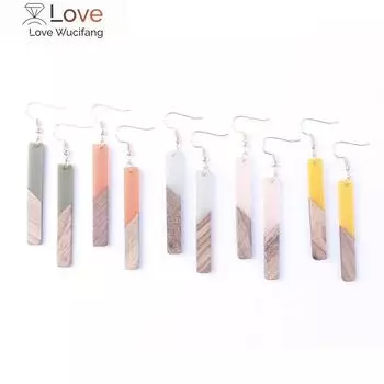 Деревянные смоляные серьги-подвески в виде стержня для женщин, минимализм, длинные серьги-подвески из дерева, женские украшения, подарок девушке розовый