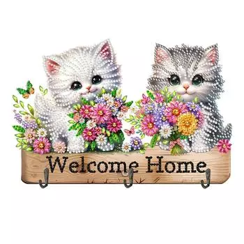 Деревянные собаки 3 крючка алмазная живопись крючки рельс собака и цветок для начинающих взрослых GJ005