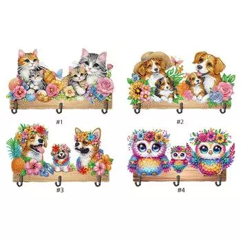 Деревянные специальные теплые животные Семья алмазная живопись крючки горный хрусталь картина брелок вешалка для начинающих взрослых GJ022