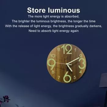Деревянные светящиеся настенные часы, экологически чистые, простые, на батарейках, декоративные подвесные часы