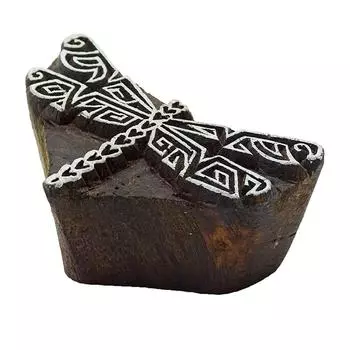 Деревянные текстильные марки Штампы для вырезок со стрекозами Коричневые индийские штампы 2.5X1.5 Inches коричневый