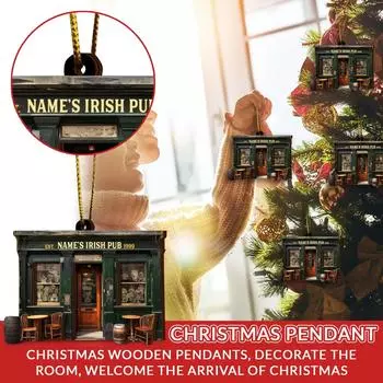 Деревянные украшения для ирландского паба, рождественская елка, подвеска, маленький кулон, рождественский подарок One Size чёрный