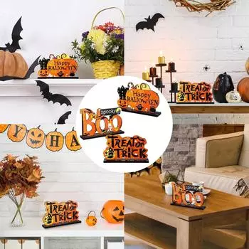 Деревянные украшения для стола Happy Halloween, оранжевые украшения для стола Cushaw, украшения для вечеринки на Хэллоуин