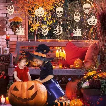 Деревянные украшения на Хэллоуин, полые подвесные подвески для домашнего искусства, ремесел