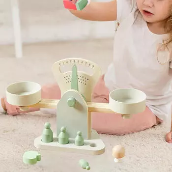 Деревянные весы Математическая игрушка на день рождения, деревянная портативная обучающая игрушка, обучающие игрушки для девочек