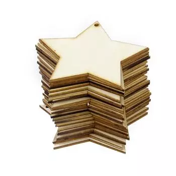 Деревянные заготовки для украшений в виде звезд для поделок своими руками 8x8 см 30 шт.