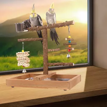 Деревянные жердочки для птиц Деревянные игрушки для птиц Игровая площадка Легко моется со съемным поддоном для корелл