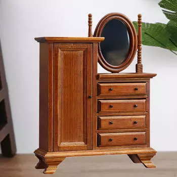 Деревянный 1:12 Кукольный туалетный столик Гладкий практичный жизненный сюжет Маленькая мебель Модель для