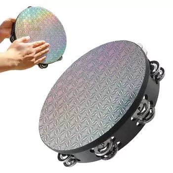 Деревянный 8 10 дюймов Двухрядные бубенцы Светоотражающий тамбурин Снежинка Сверхпрочный Церковь Танцы Вечеринка KTV Ударный инструмент 8 inch