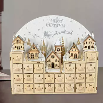 Деревянный Адвент-календарь Рождественские украшения Светодиодные фонарики своими руками для