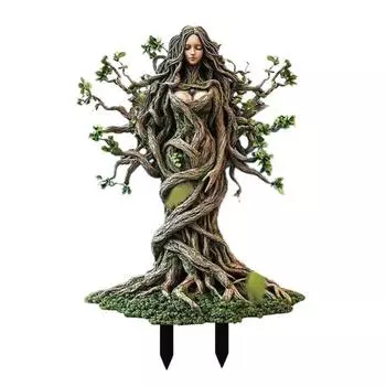 Деревянный эльф Акриловая табличка Колышек Устойчивый к погодным условиям 2D Плоский Фея Колышек Растения Горшок Украшение В помещении На улице Сад Двор Газон Патио Орнамент