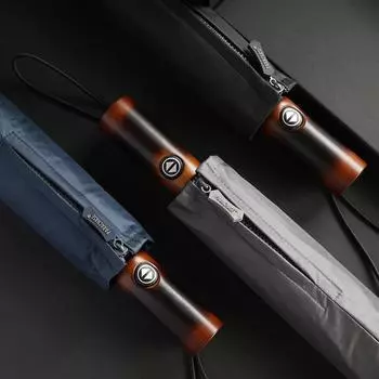 Деревянный автоматический зонт для мужчин, складной большой зонт от УФ-лучей, большой зонт от солнца, ветрозащитный, 8 спиц, чёрный