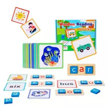 Деревянный блок для чтения, игра в правописание согласных гласных, флэш-карты, обучающая игрушка по правописанию Монтессори, слова