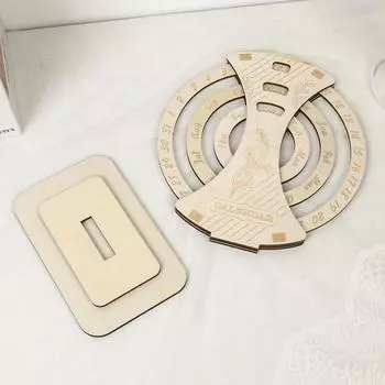 Деревянный блок-календарь, многоразовый дисковый календарь, карта учета времени, вечный календарь, эстетический декор стола, деревянное украшение стола