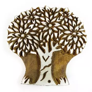 Деревянный блок печати штампа Текстильный штамп Дерево Блок печати ручной работы коричневый 3.4 x 3.4 Inches