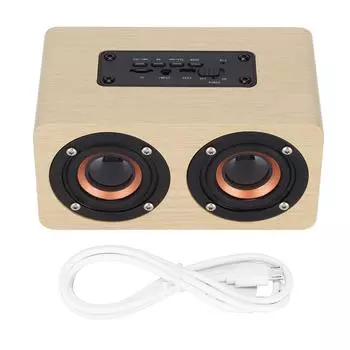 Деревянный Bluetooth-динамик, беспроводной ретро-сабвуфер, AUX-стереодинамик для домашнего планшета, бамбуковое дерево