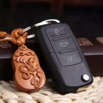 Деревянный брелок «Бог-хранитель» Зодиак, деревянный брелок для ключей от автомобиля, кулон для ключей из персикового дерева, женский брелок