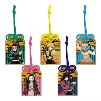 Деревянный брелок для ключей «Demon Kimetsu no Yaiba Trading Amulet Type» в упаковке 5 убийц