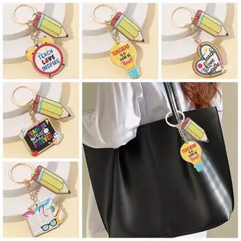 Деревянный брелок ко Дню учителя, держатель для ручки в форме геометрической фигуры, брелок для ключей, подарок ко Дню учителя style 1