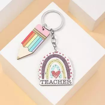 Деревянный брелок ко Дню учителя, держатель для карандашей и ручек, брелок с текстом, кулон на День учителя, подарок style 1