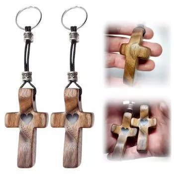 Деревянный брелок-подвеска, религиозный карманный брелок, брелок для снятия стресса на кончике пальца, брелок-подвеска в форме сердца, ободрение 1pc