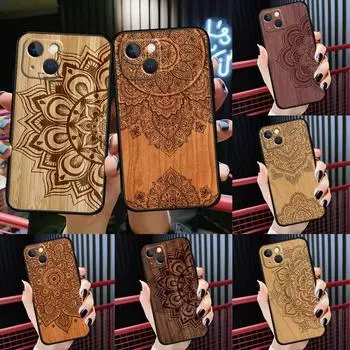 Деревянный чехол с цветочным принтом «Мандала» для iPhone XR X XS Max SE 2020 6S 7 8 Plus 11 12 13 Pro Max 12 13, мини-чехол для телефона iphone 5 5S