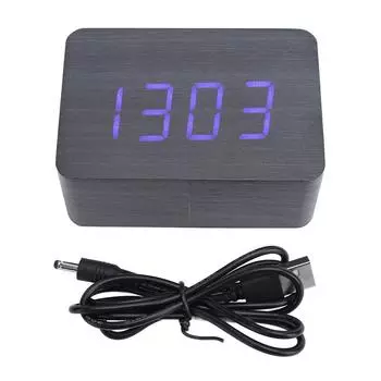 Деревянный цифровой будильник с 3 настройками будильника, регулируемая яркость дисплея, электрические часы