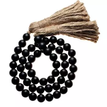 Деревянный цвет пеньковая веревка деревянные бусины кисточка шнурок украшение для дома кулон белый