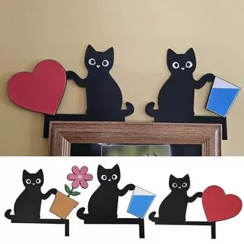 Деревянный цветок, кошка, дверной уголок, украшение, деревенский деревянный, любовь, сердце, мультяшный котенок, дверная рама, знак, передняя дверь, украшение на край, украшение для сидения Right синий