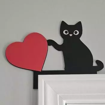 Деревянный цветок, кошка, дверной уголок, украшение, деревенский деревянный, любовь, сердце, мультяшный котенок, дверная рама, знак, передняя дверь, украшение на край, украшение для сидения Left синий