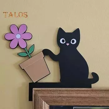 Деревянный цветок, кошка, дверной уголок, украшение, деревенский деревянный, любовь, сердце, мультяшный котенок, дверная рама, знак, передняя дверь, украшение на край, украшение для сидения Left красный