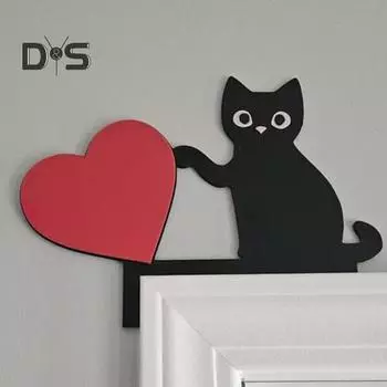 Деревянный цветок, кошка, дверной уголок, украшение, деревенский деревянный, любовь, сердце, мультяшный котенок, дверная рама, знак, передняя дверь, украшение на край, украшение для сидения Right синий