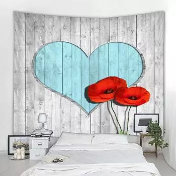 Деревянный декоративный гобелен в форме сердца, настенный цветной каменный настенный гобелен в стиле ретро, деревянная доска, хиппи, богемный домашний декор 90x75cm
