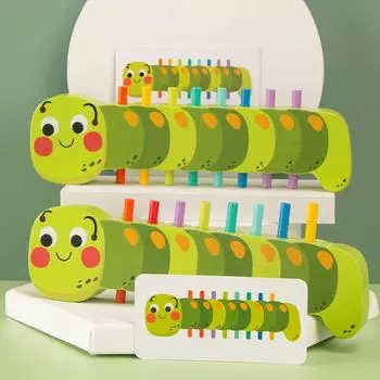 Деревянный Деревянный Пазл Мультфильм Животные Цвет Сопоставление Сортировка Игра Дошкольный caterpillar