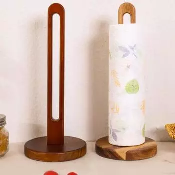 Деревянный держатель для бумажных полотенец с устойчивым основанием, нескользящий дизайн, простая установка на кухне бежевый