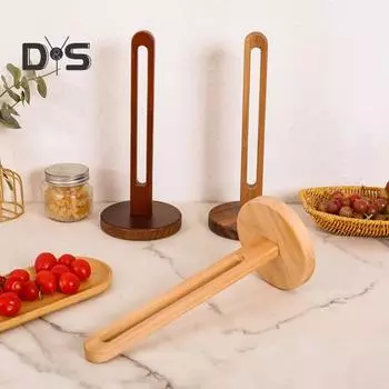 Деревянный держатель для бумажных полотенец с устойчивым основанием, нескользящая конструкция, простая установка, держатель для рулонов бумаги на кухне, стойка для хранения бежевый