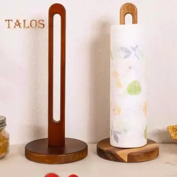 Деревянный держатель для бумажных полотенец с устойчивым основанием, нескользящая конструкция, простая установка, держатель для рулонов бумаги на кухне, стойка для хранения бежевый