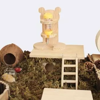 Деревянный держатель для бутылки с водой для хомяка, подставка для бутылки с водой для питомца, препятствующая опрокидыванию, для хомяка-кролика style A