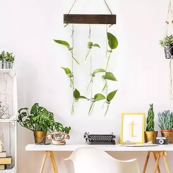 Деревянный держатель для цветочных ваз, подвесная ваза для пробирок, стеклянный горшок для пробирок