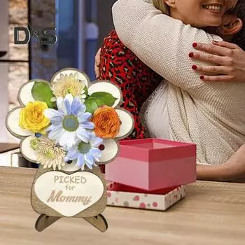 Деревянный держатель для цветов на День матери, собранные вручную растения, цветочная композиция, коллекция, доска, подставка, держатель для стебля, украшение, подарок маме M