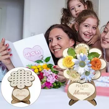Деревянный держатель для цветов на День матери, собранные вручную растения, цветочная композиция, коллекция, доска, подставка, держатель для стебля, украшение, подарок маме M