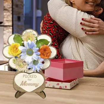 Деревянный держатель для цветов на День матери, собранные вручную растения, цветочная композиция, коллекция, доска, подставка, держатель для стебля, украшение, подарок маме M