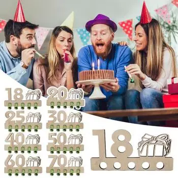 Деревянный держатель для денег на день рождения 5 18/20/25/30/40/50/60/70-й кошелек, празднование дня рождения, денежные отверстия, украшение для рабочего стола, знак H