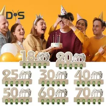 Деревянный держатель для денег на день рождения, 5 отверстий, 18/20/25/30/40/50/60/70-летие, празднование дня рождения, кошелек для денег, украшение для рабочего стола, знак, день рождения, подарок для денег H