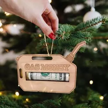 Деревянный держатель для денег на елку, подвесной газовый кошелек для денег, украшение в виде конверта, кулон, праздничный подарок на деревянные деньги